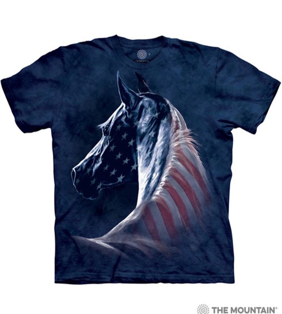 T-Shirts The Mountain | Patriotic Horse Classic Cotton T-Shirt