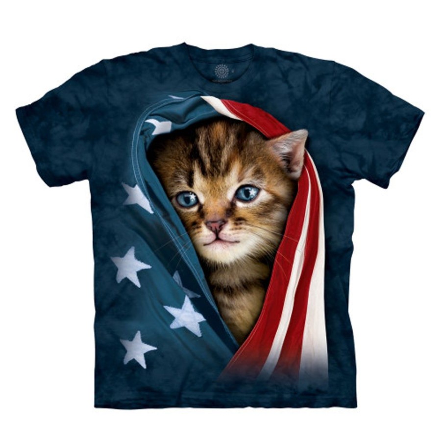 T-Shirts The Mountain | Patriotic Kitten Classic Cotton T-Shirt