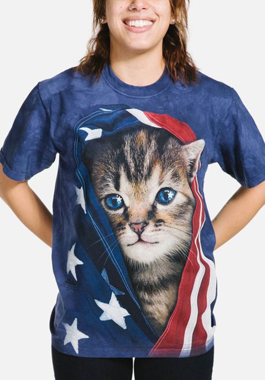 T-Shirts The Mountain | Patriotic Kitten Classic Cotton T-Shirt