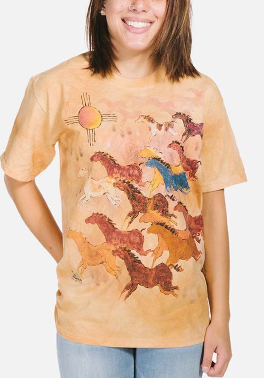 T-Shirts The Mountain | Horses And Sun Classic Cotton T-Shirt