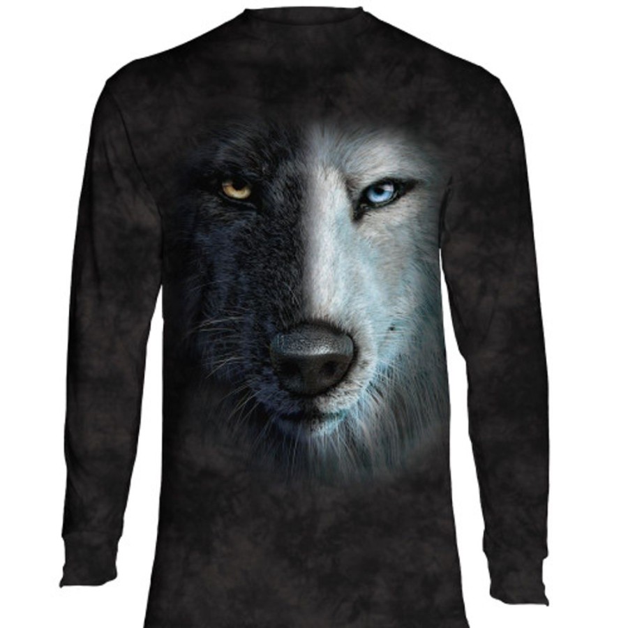 T-Shirts The Mountain | B&W Wolf Face Classic Long-Sleeve T-Shirt