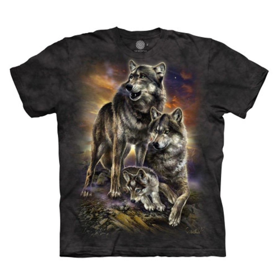 T-Shirts The Mountain | Wolf Family Sunrise Classic Cotton T-Shirt