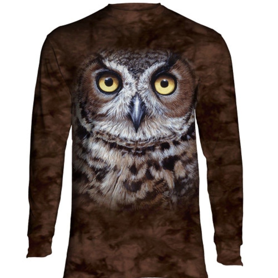 T-Shirts The Mountain | Great Horned Owl Head Classic Long-Sleeve T-Shirt